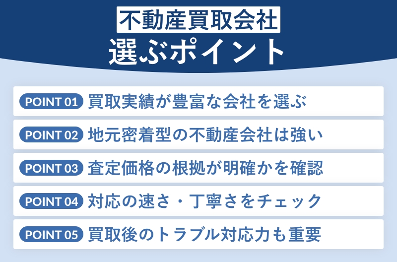 不動産買取会社の選ぶポイント
